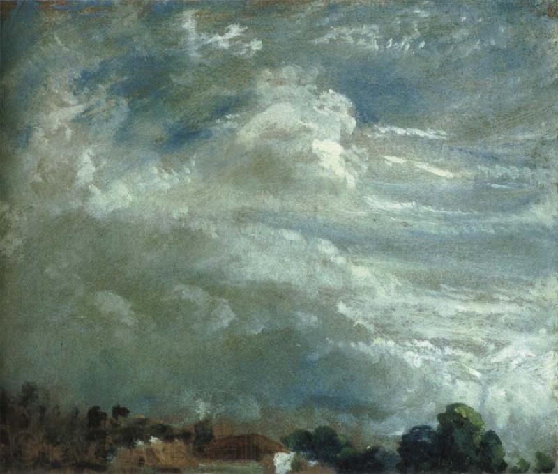 John Constable Cloud Study over a horizon of trees Norge oil painting art